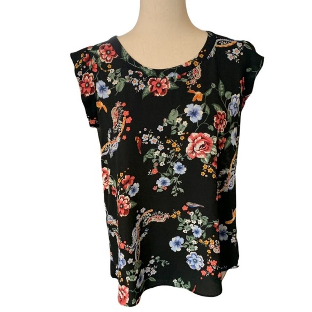 Pleione flower sleeveless top.  Blouse is Light summer weight‎ size extra small - Picture 2 of 10